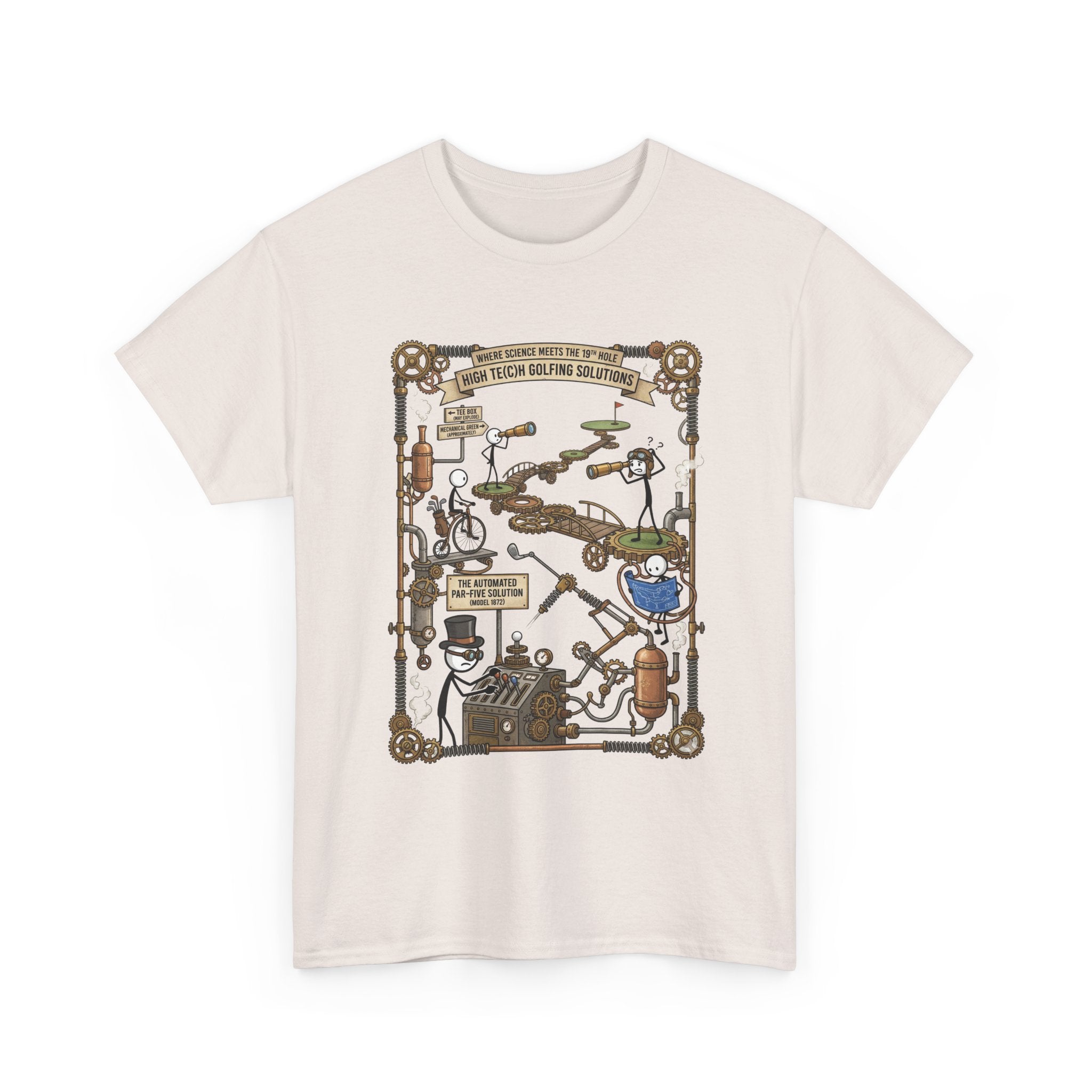 Steampunk Golf — ‘How To Make Par’ Vintage Contraption T-Shirt