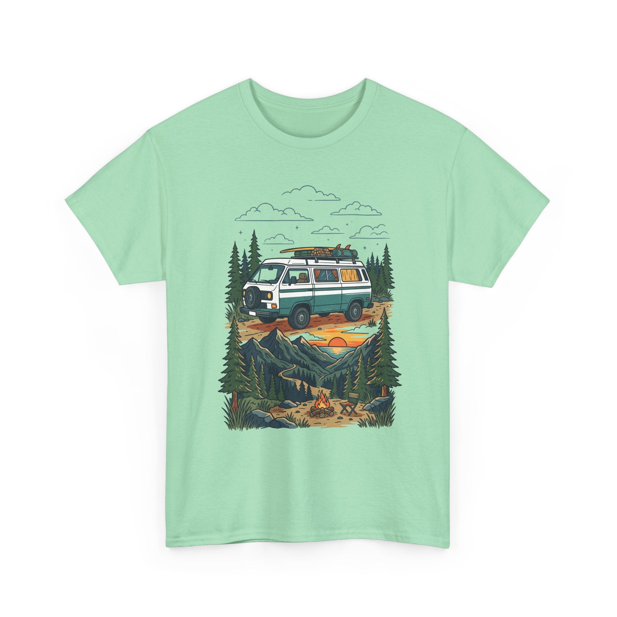 Camper Van Adventure Tee — Retro Van Camping Graphic T-Shirt