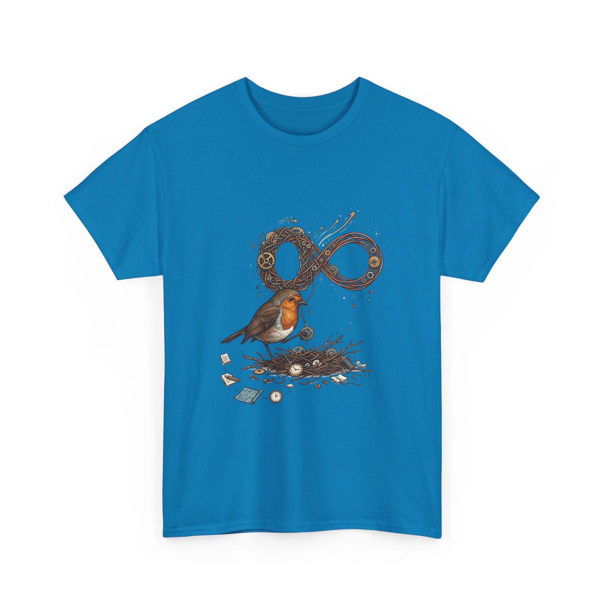 Robin & Infinity Symbol Tee — Nature-Inspired Bird Nest Graphic Shirt idk