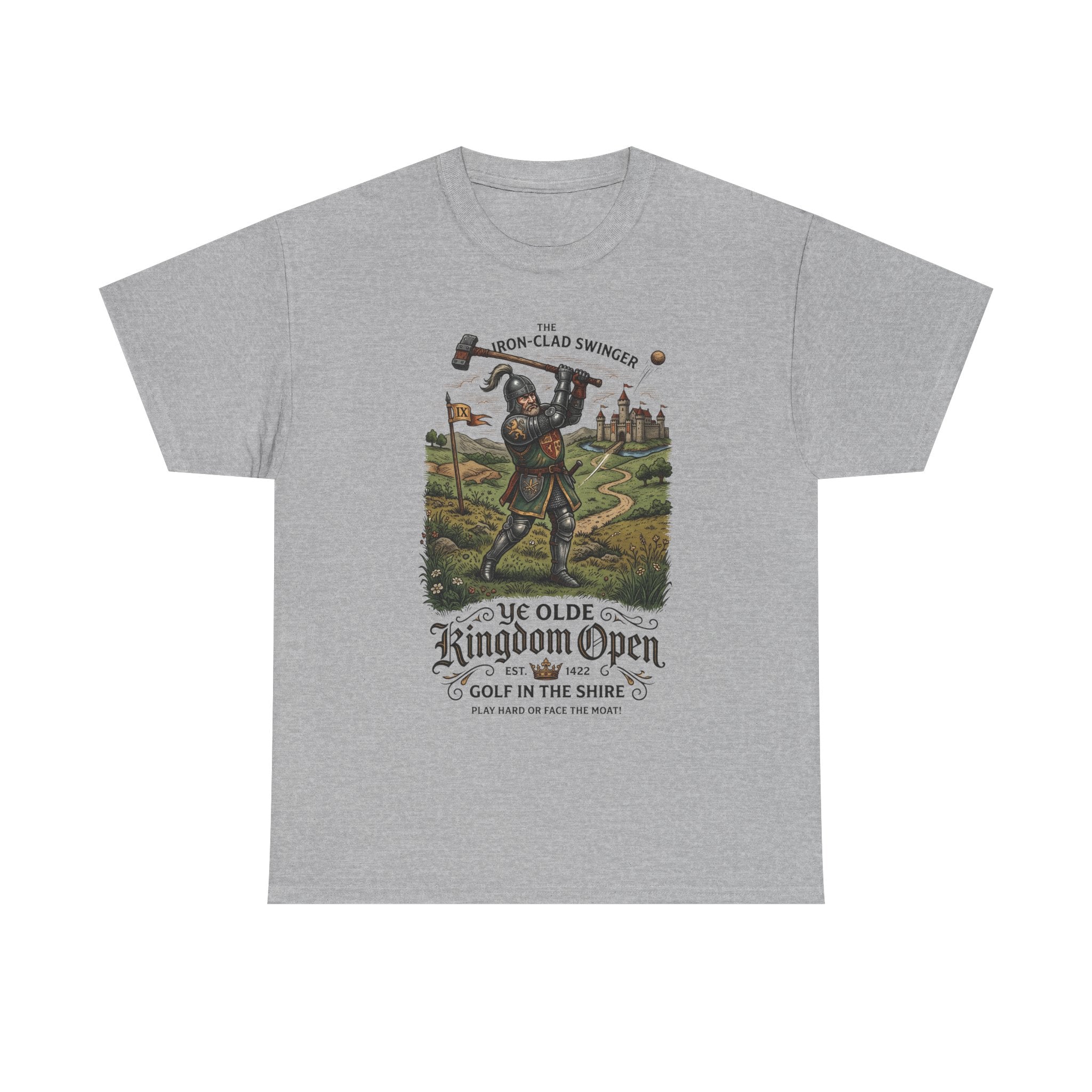Golf T-Shirt — 'Ye Olde Kingdom Open' Vintage Medieval Golf Graphic Tee