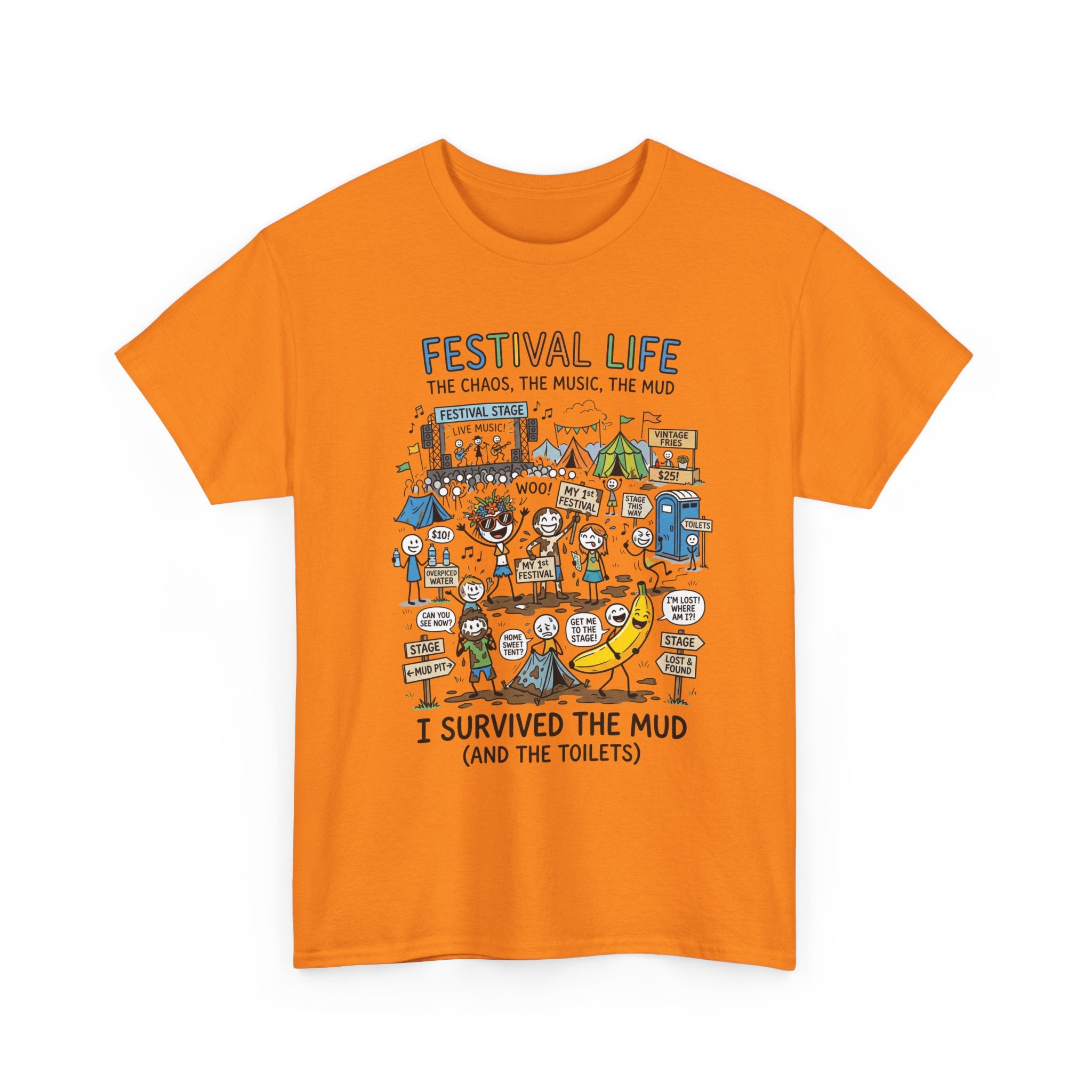 Festival Life T-Shirt — "I Survived the Mud (and the Toilets)" Graphic Tee