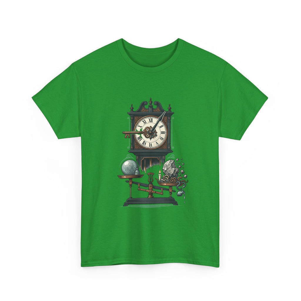 Vintage Clock & Globe Tee — Steampunk Timekeeper Graphic T-Shirt