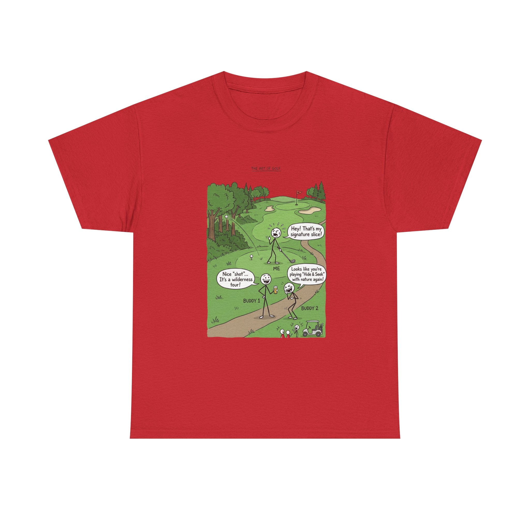 Golf Cartoons Graphic Tee — Funny Golf Humor T-Shirt ("Fore! That's a Mulligan, Dad")