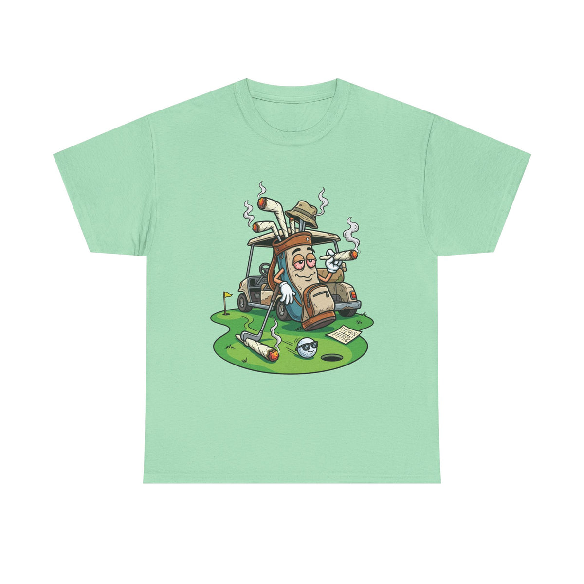1 Golf weed Lounge T‑Shirt — Relaxed Golfer Cartoon Tee