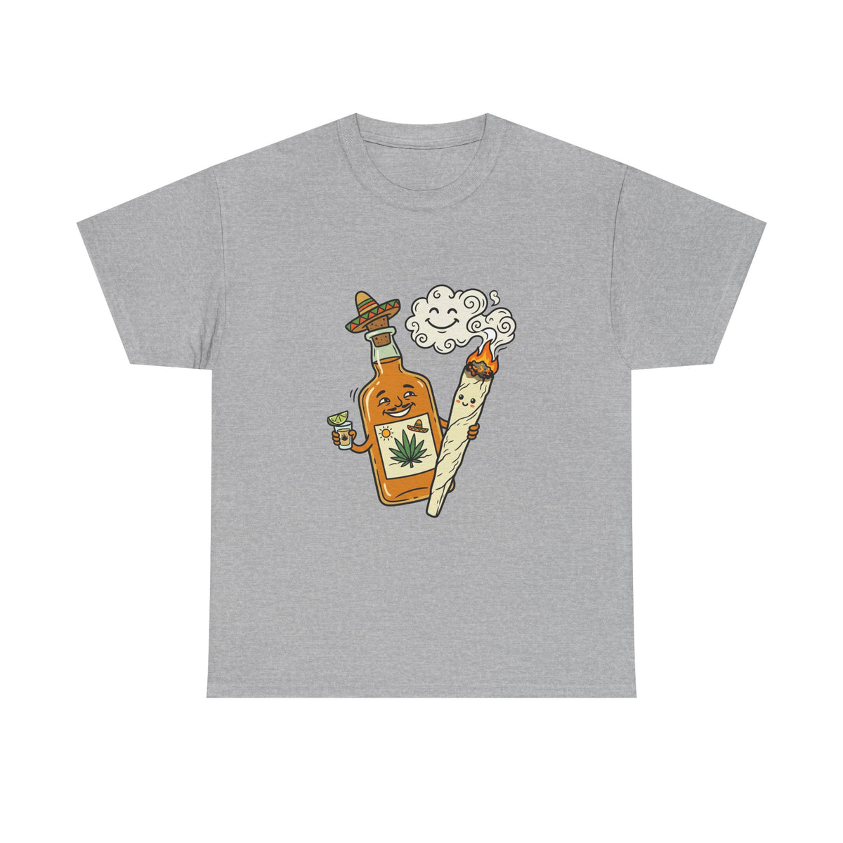 A Cannabis & Tequila Tee — Funny Joint and Bottle Graphic T-Shirt