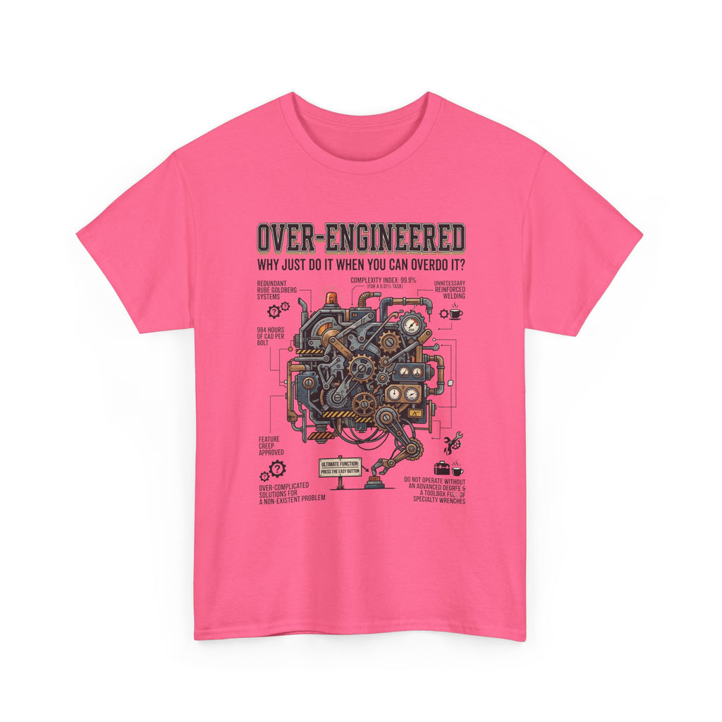 Over-Engineered Tee – Funny Engineer T-Shirt with Mechanical Brain Diagram