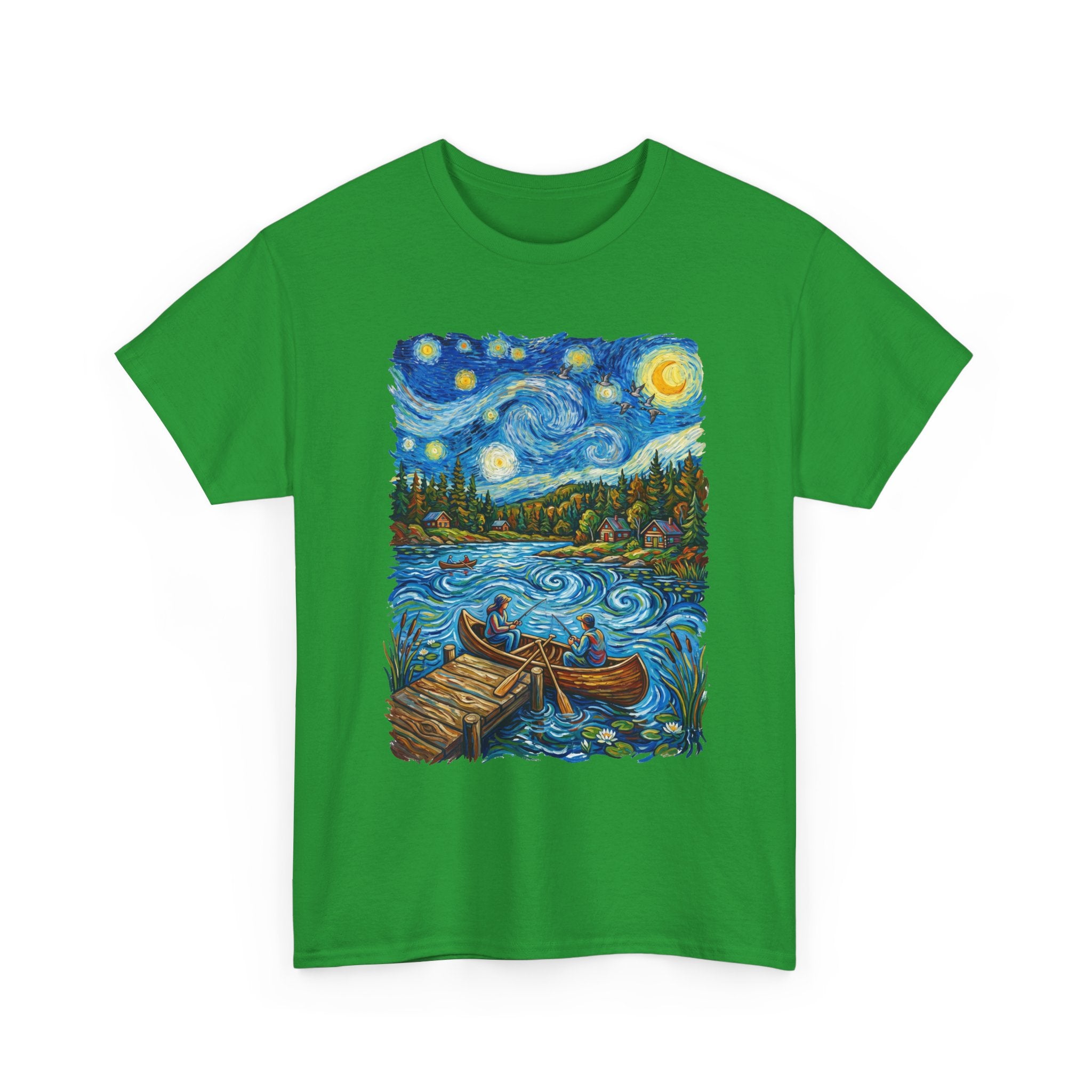 Starry Night Lake T-Shirt — Canoe Dock Scenic Tee