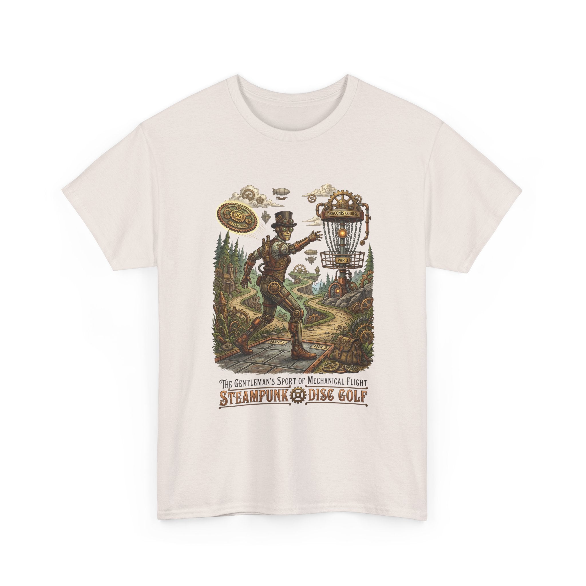 Steampunk Disc Golf T‑Shirt — Vintage Aeronautic Course Graphic Tee