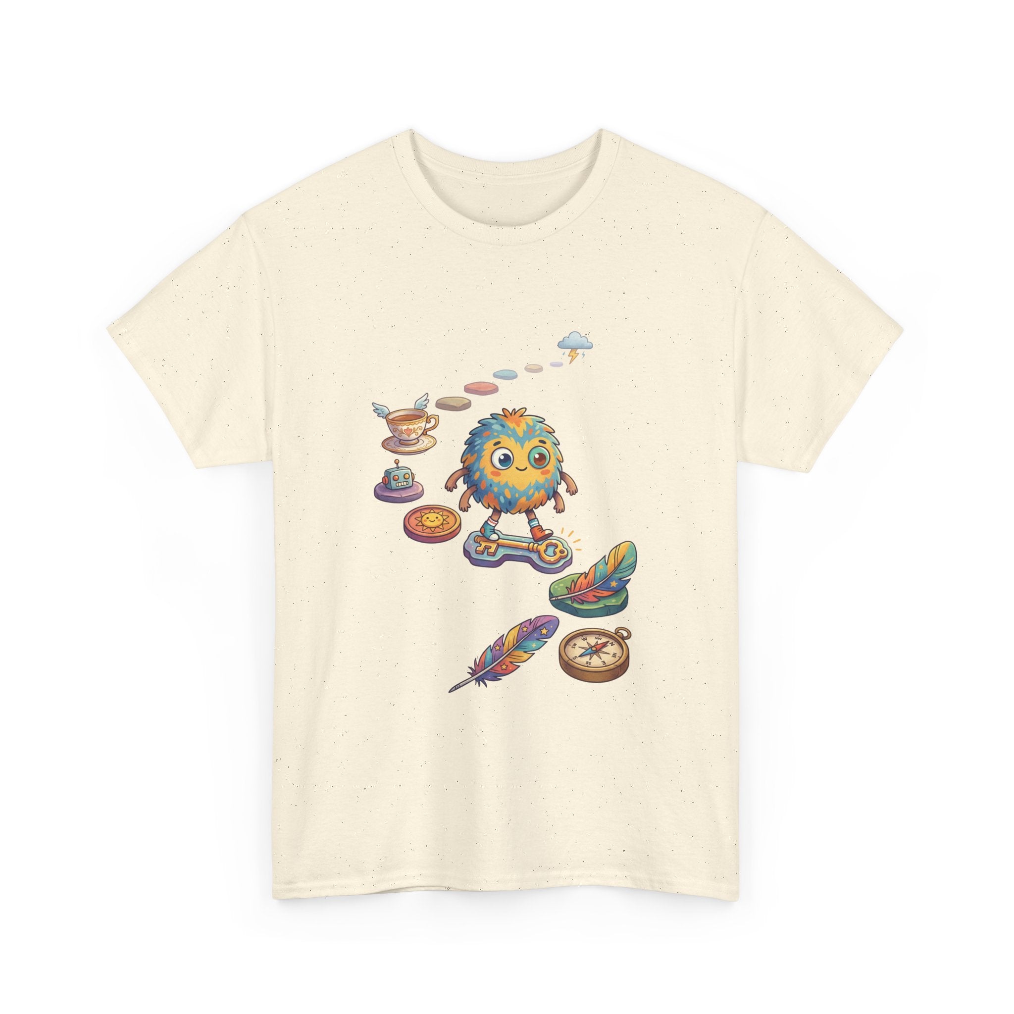 T-Shirt — Whimsical Cosmic Creature with Ritual Objects Graphic Tee