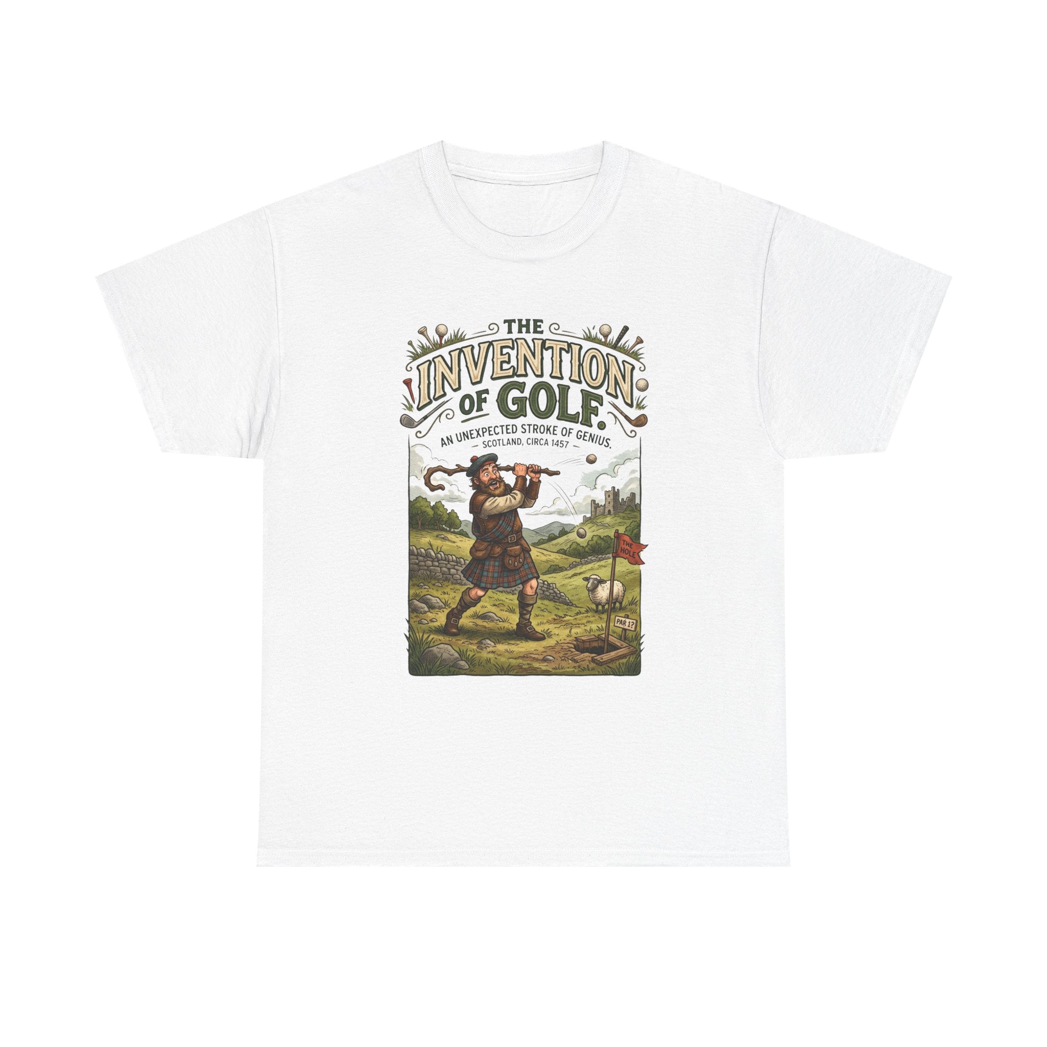 Golf Tee — 'The Invention of Golf' Vintage Golfing Graphic Shirt