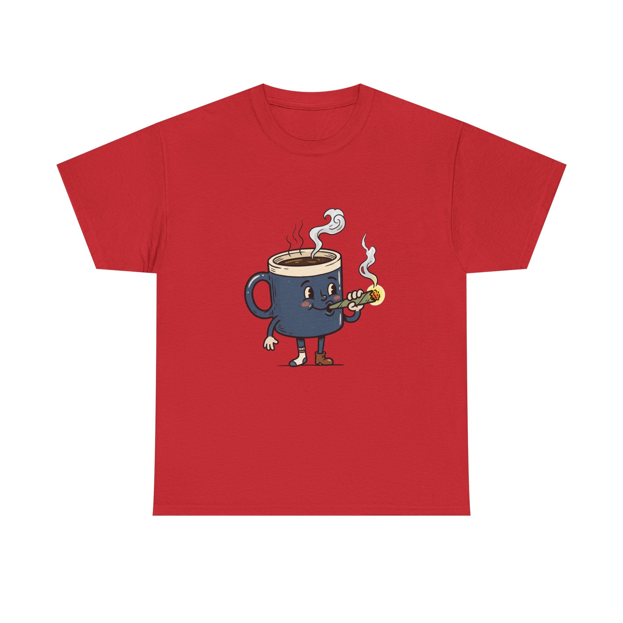 Coffee and a Joint Character Tee — Funny Smoking Joint Cartoon Shirt
