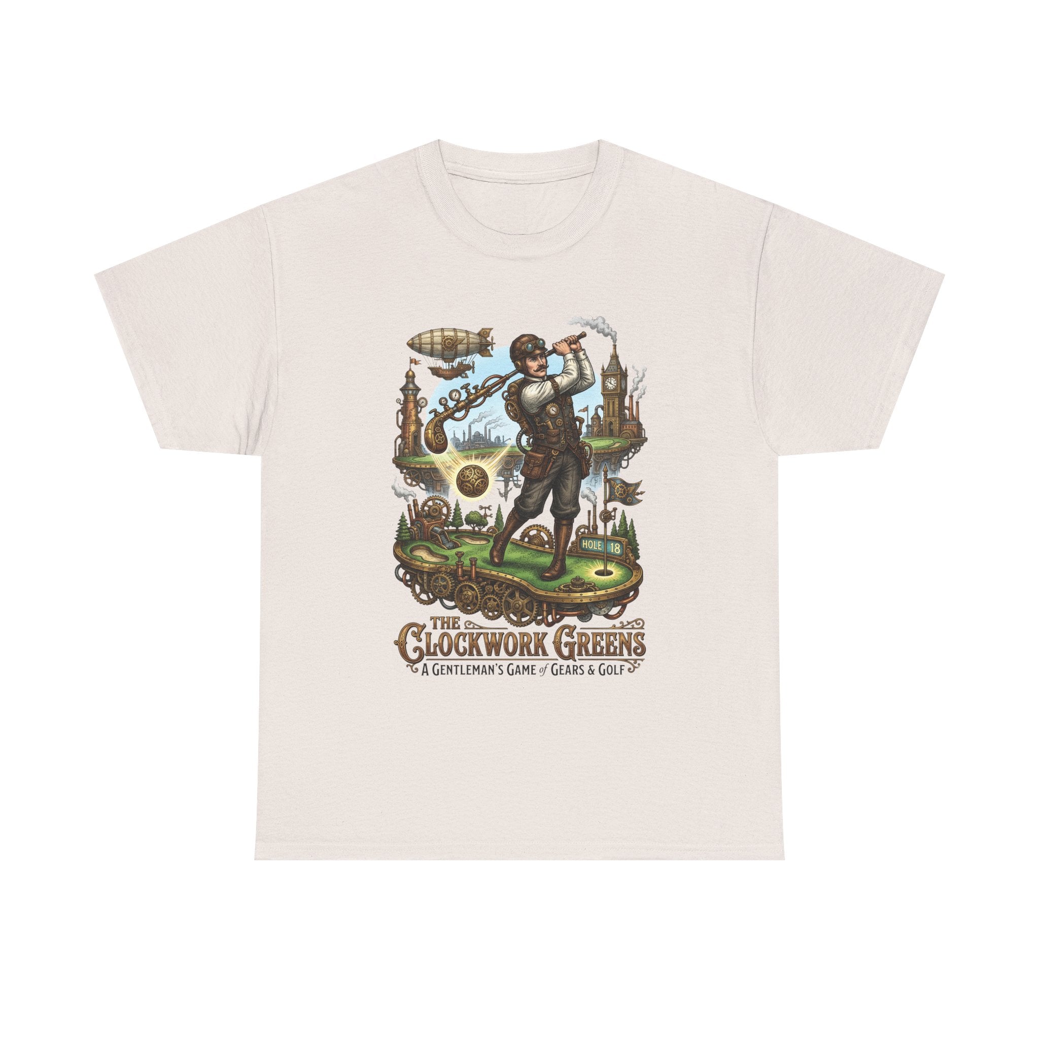Golf Steampunk T-Shirt — "The Clockwork Greens" Vintage Golfing Design