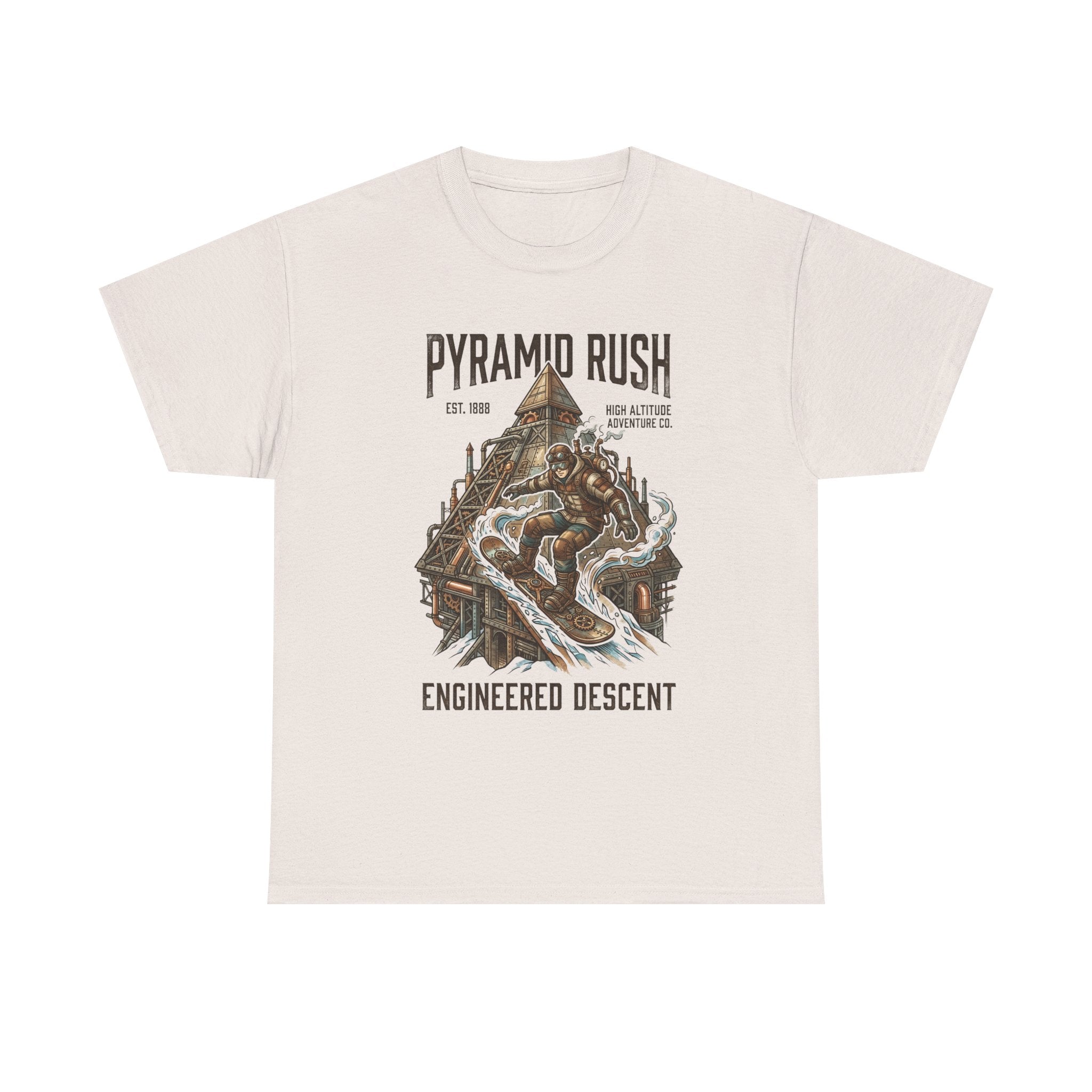 Steampunk Snowboard Pyramid Adventure T-Shirt — Fantasy Explorer Graphic Tee