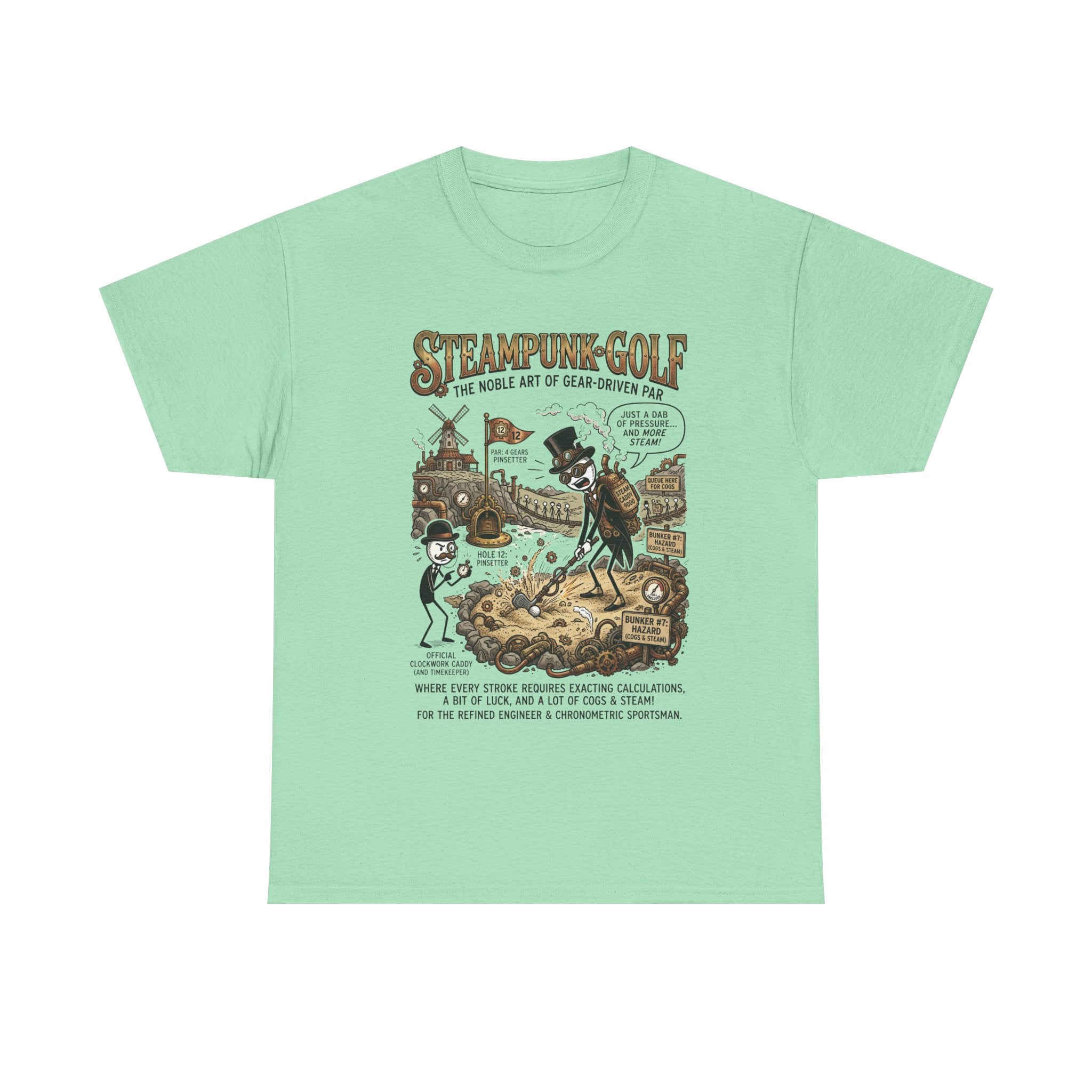 Steampunk Golf T-Shirt — Vintage Mechanical Golfers Graphic Tee
