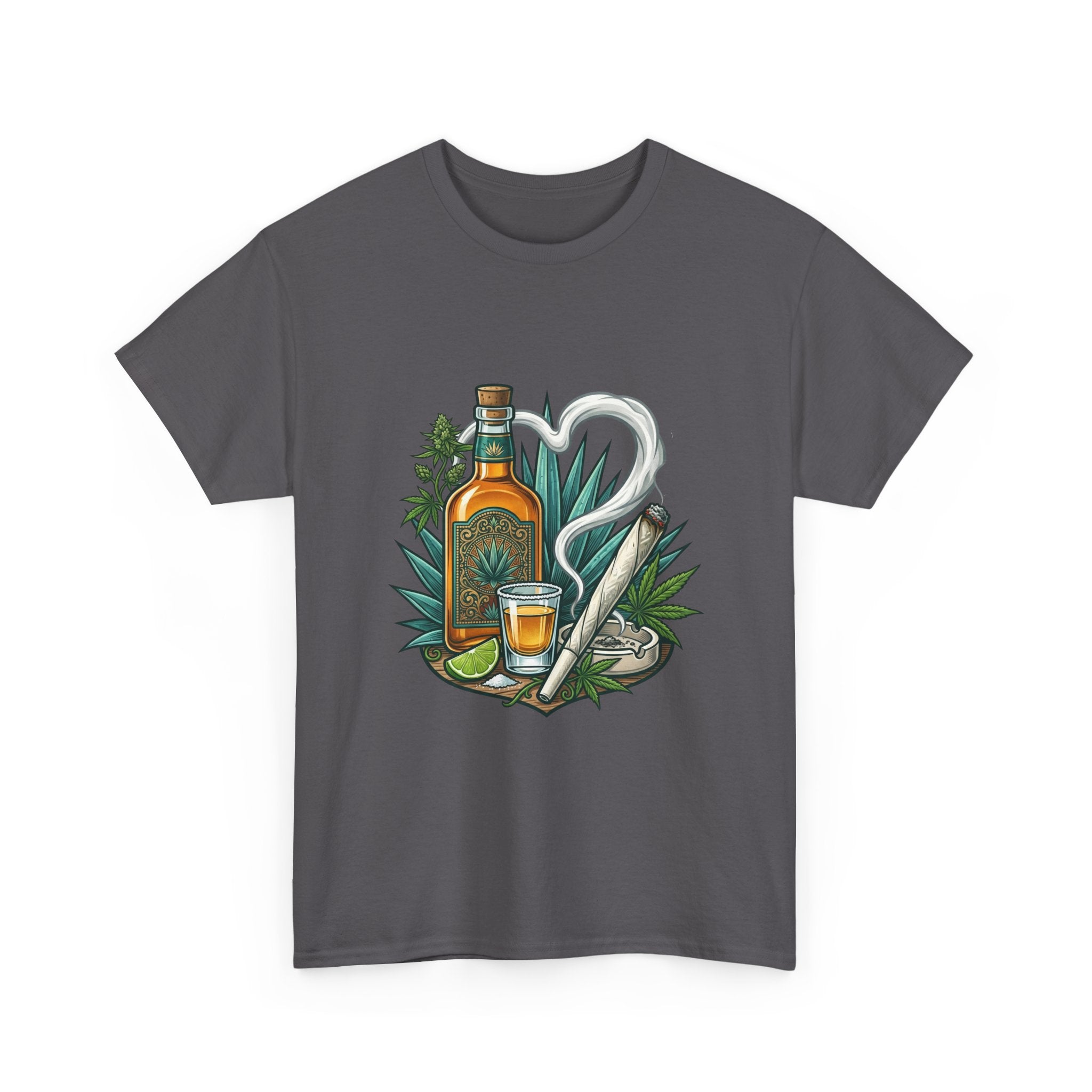 Tequila Bottle & Joint T‑Shirt — Agave Lime Margarita Design