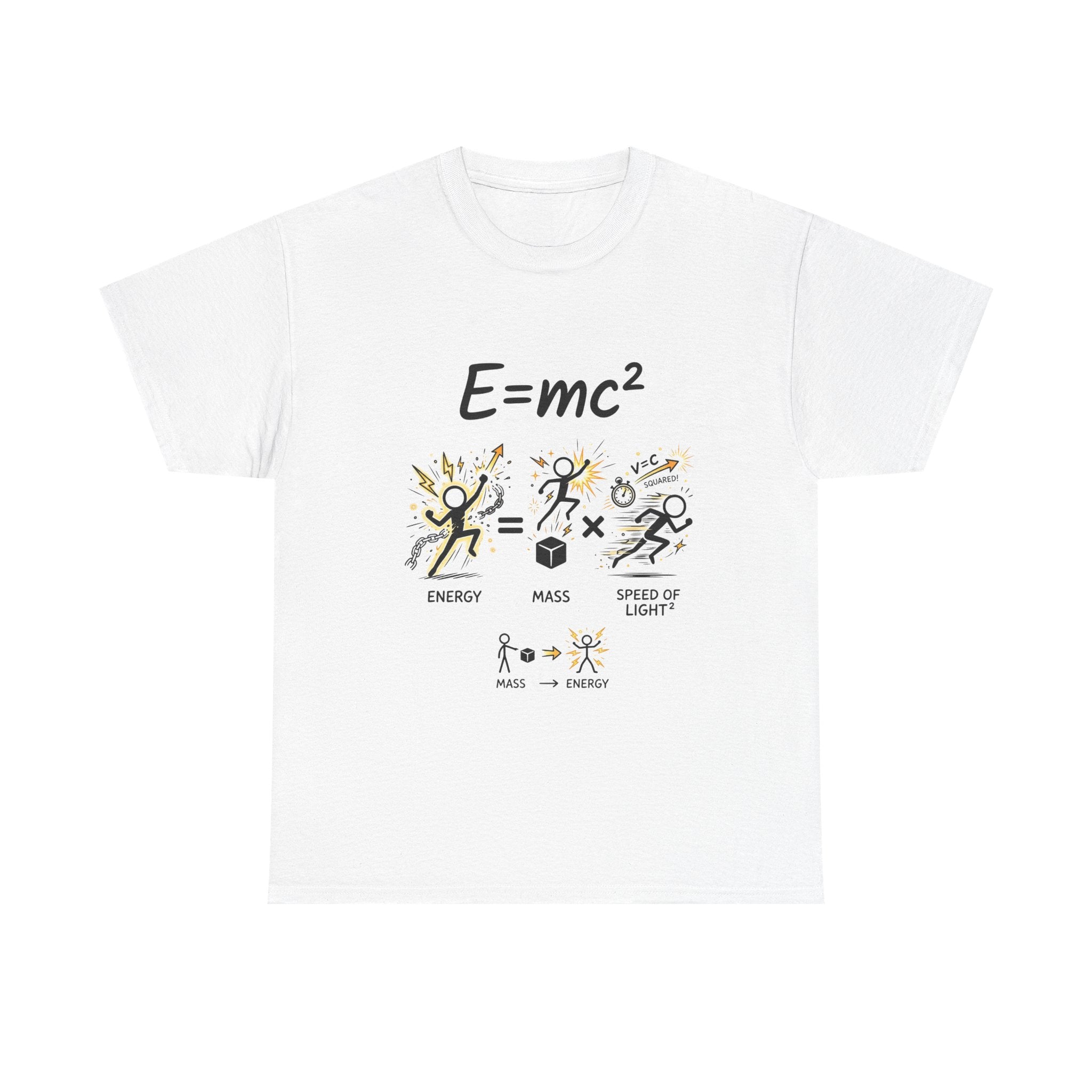 E=mc Illustrated Science T-Shirt — Funny Energy Mass Speed of Light Tee