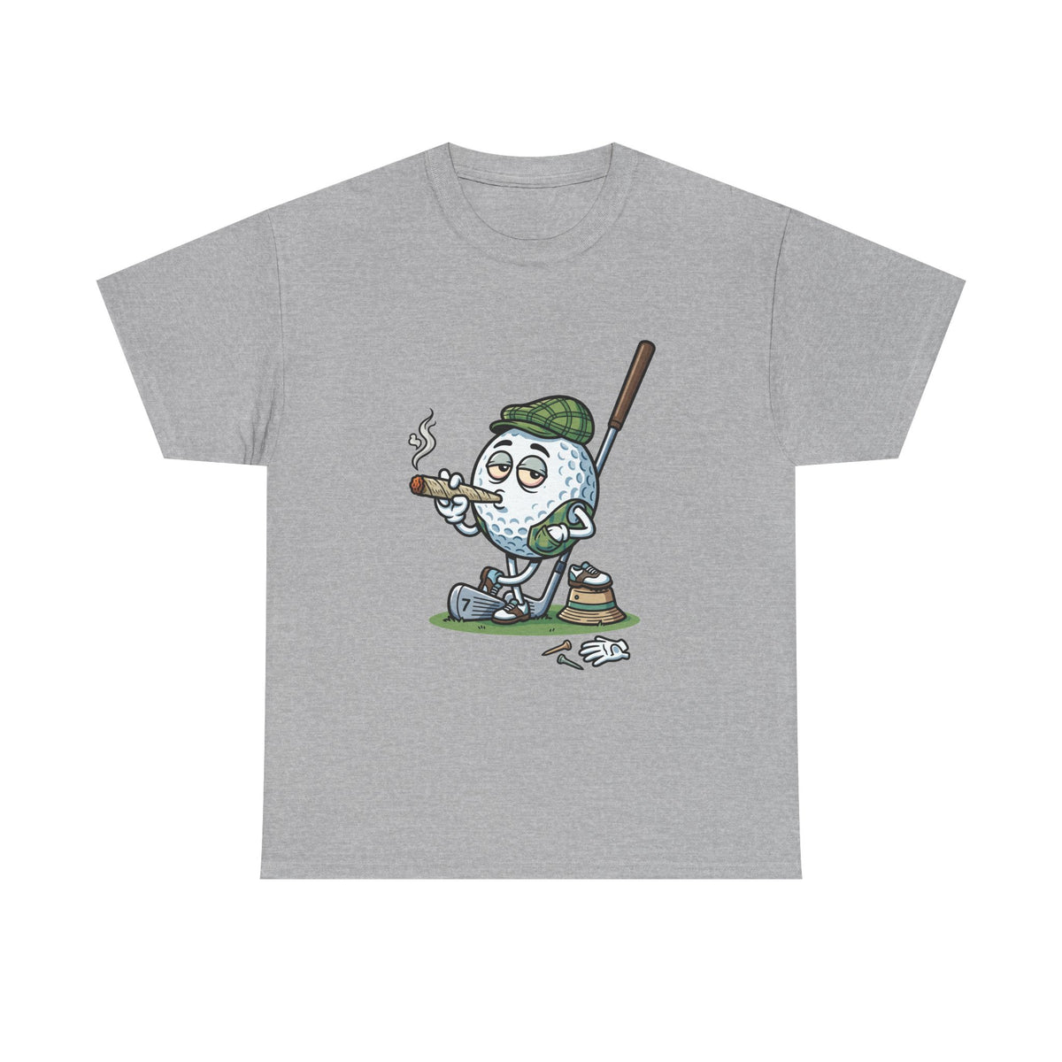 1 Golf Ball Cartoon T-Shirt — Weed Smoking Golfer Vintage Style Tee