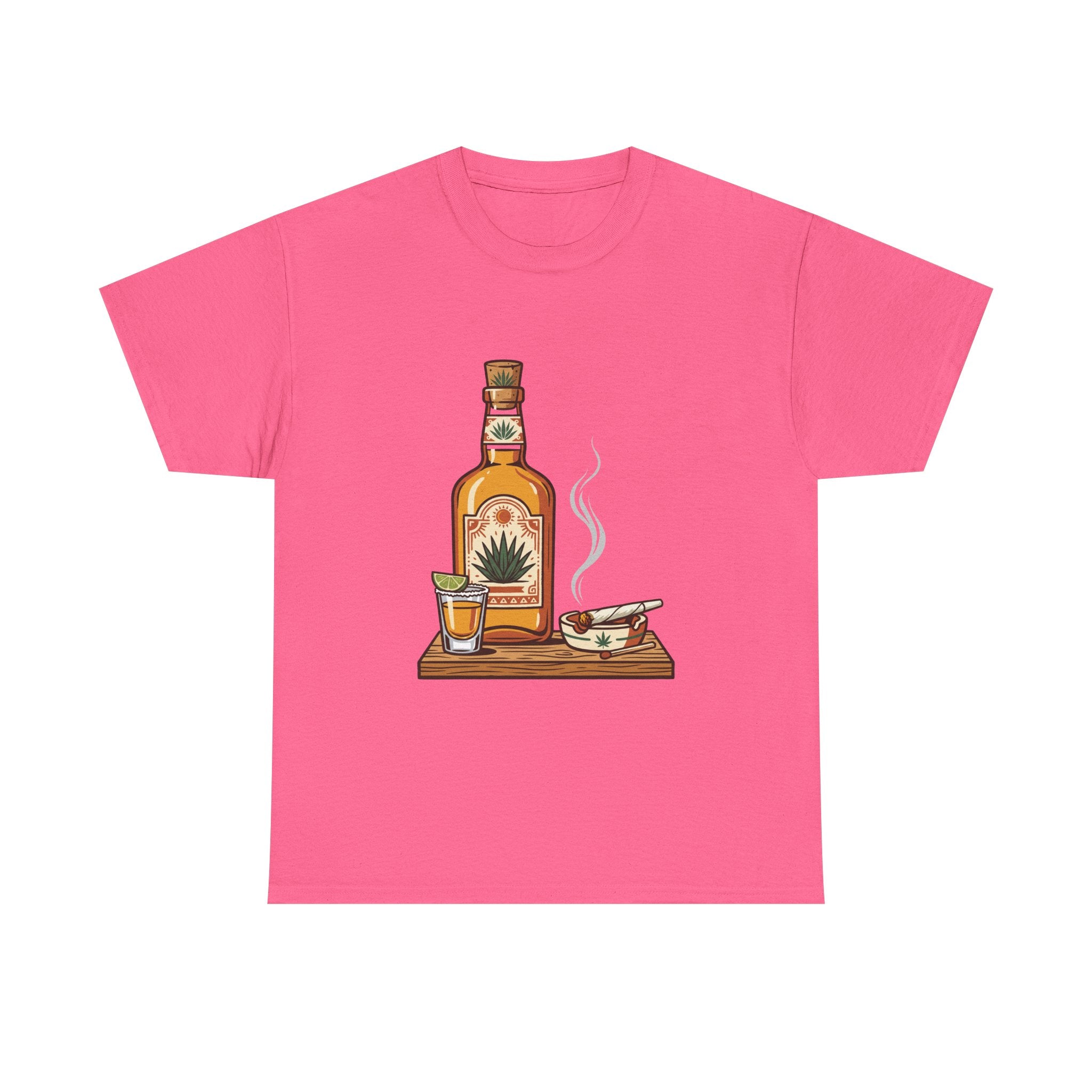 Tequila & A joint Tee — Bottle, Shot Glass & joint Graphic Shirt
