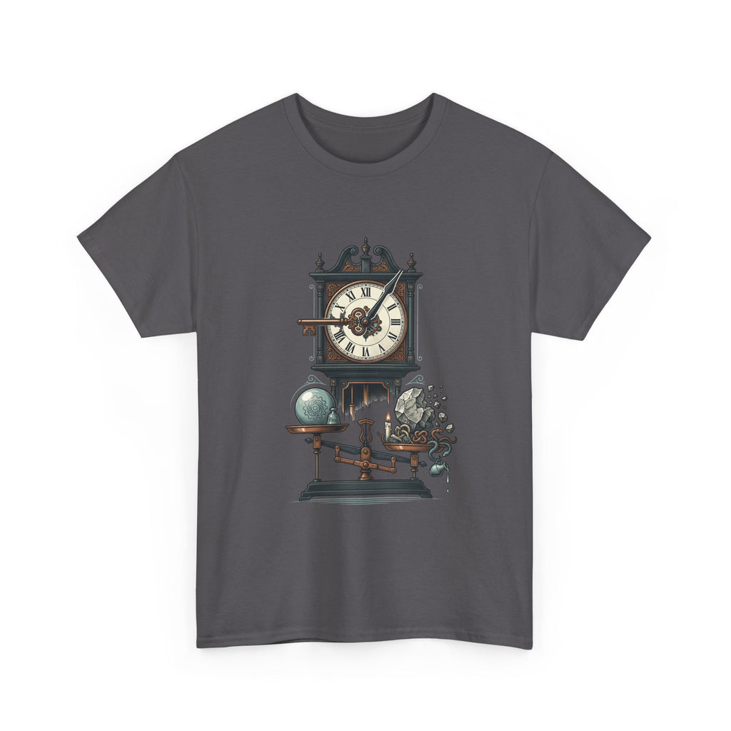 Vintage Clock & Globe Tee — Steampunk Timekeeper Graphic T-Shirt