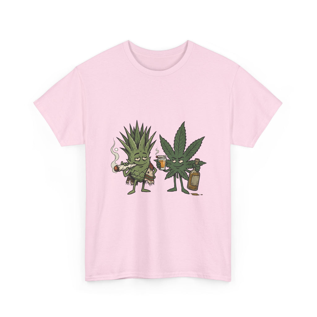 Marijuana Leaf and Agave Friends T-Shirt – Funny Cannabis Leaf & Tequila Smoking Tee