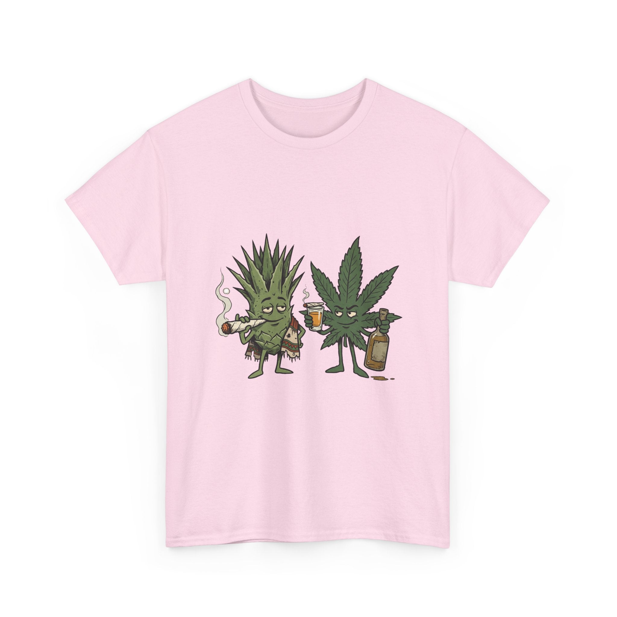 Marijuana Leaf and Agave Friends T-Shirt – Funny Cannabis Leaf & Tequila Smoking Tee