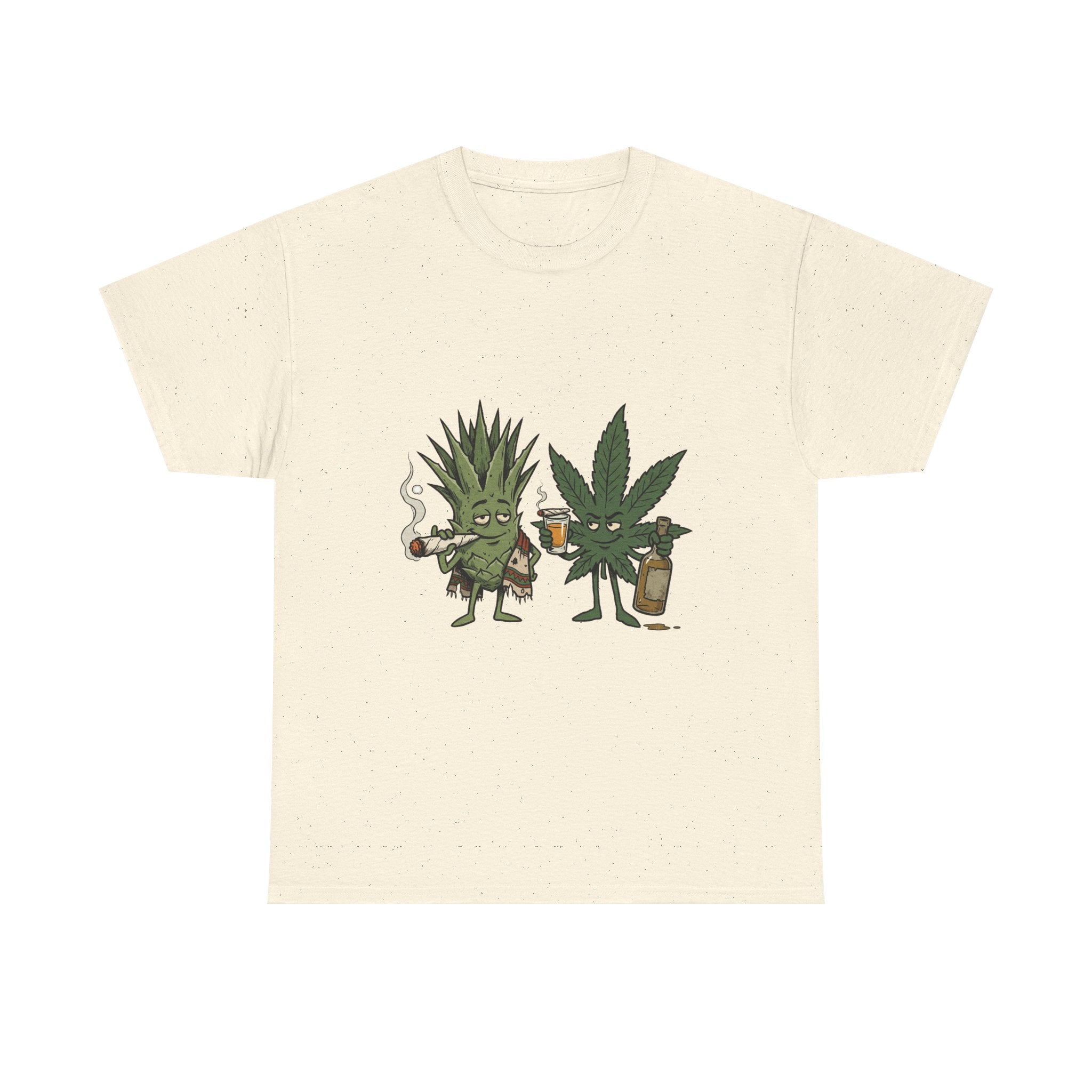 Marijuana Leaf and Agave Friends T-Shirt – Funny Cannabis Leaf & Tequila Smoking Tee