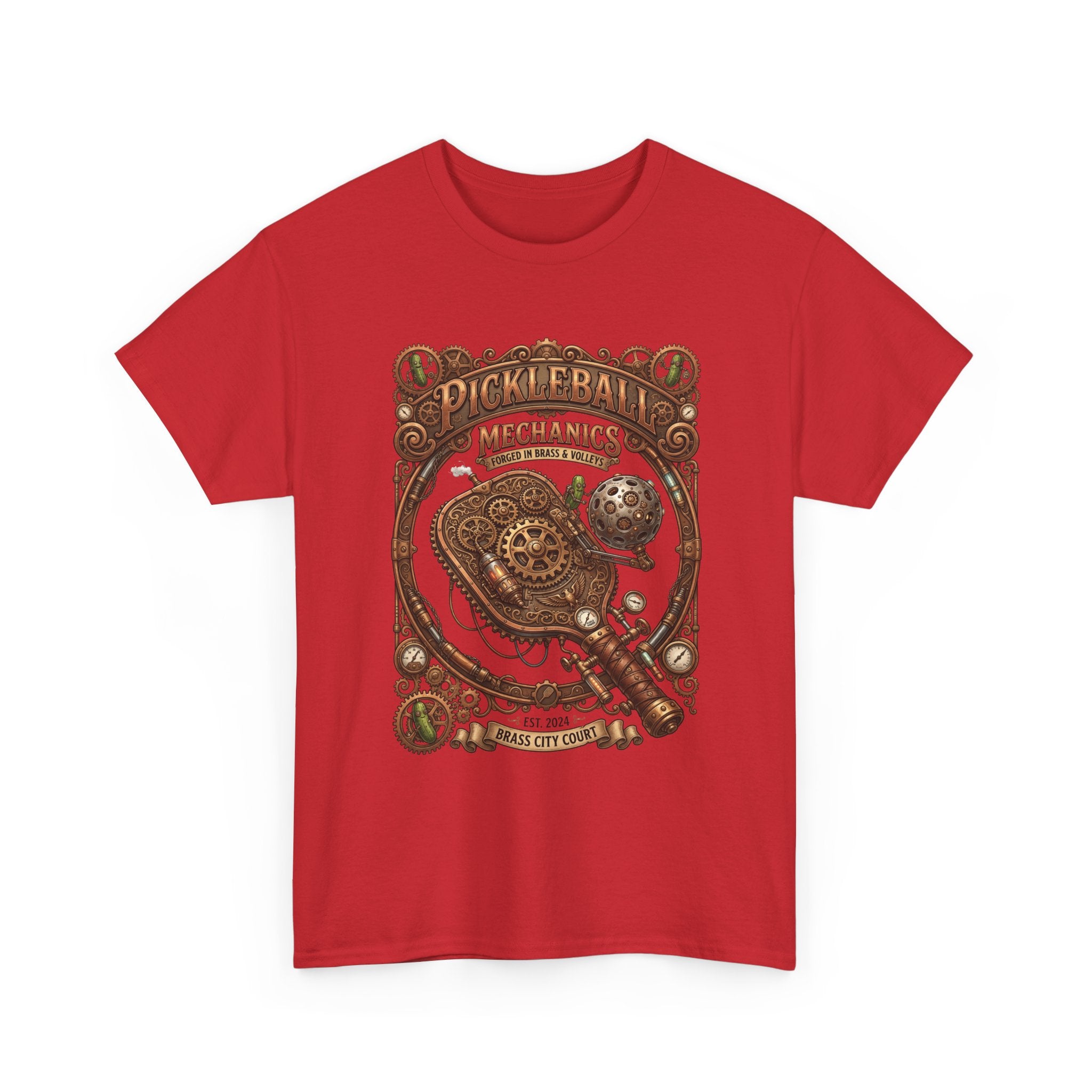 Pickleball Mechanics T-Shirt — Vintage Steampunk Paddle Design