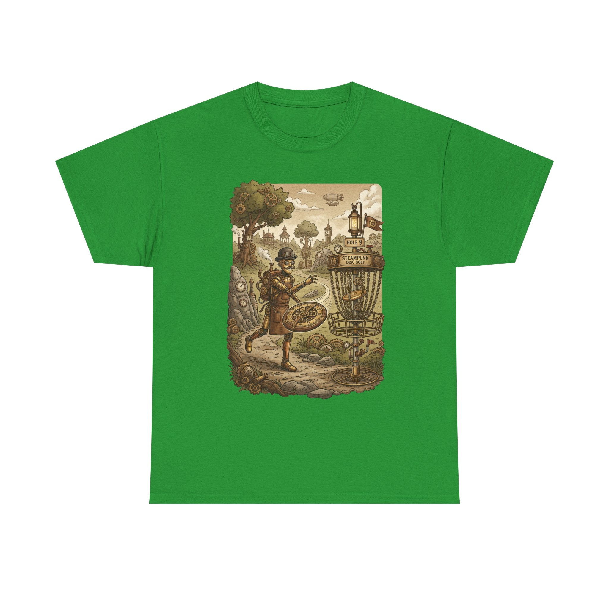 Steampunk Disc Golf Adventure Tee — Vintage Woodland Basket Design