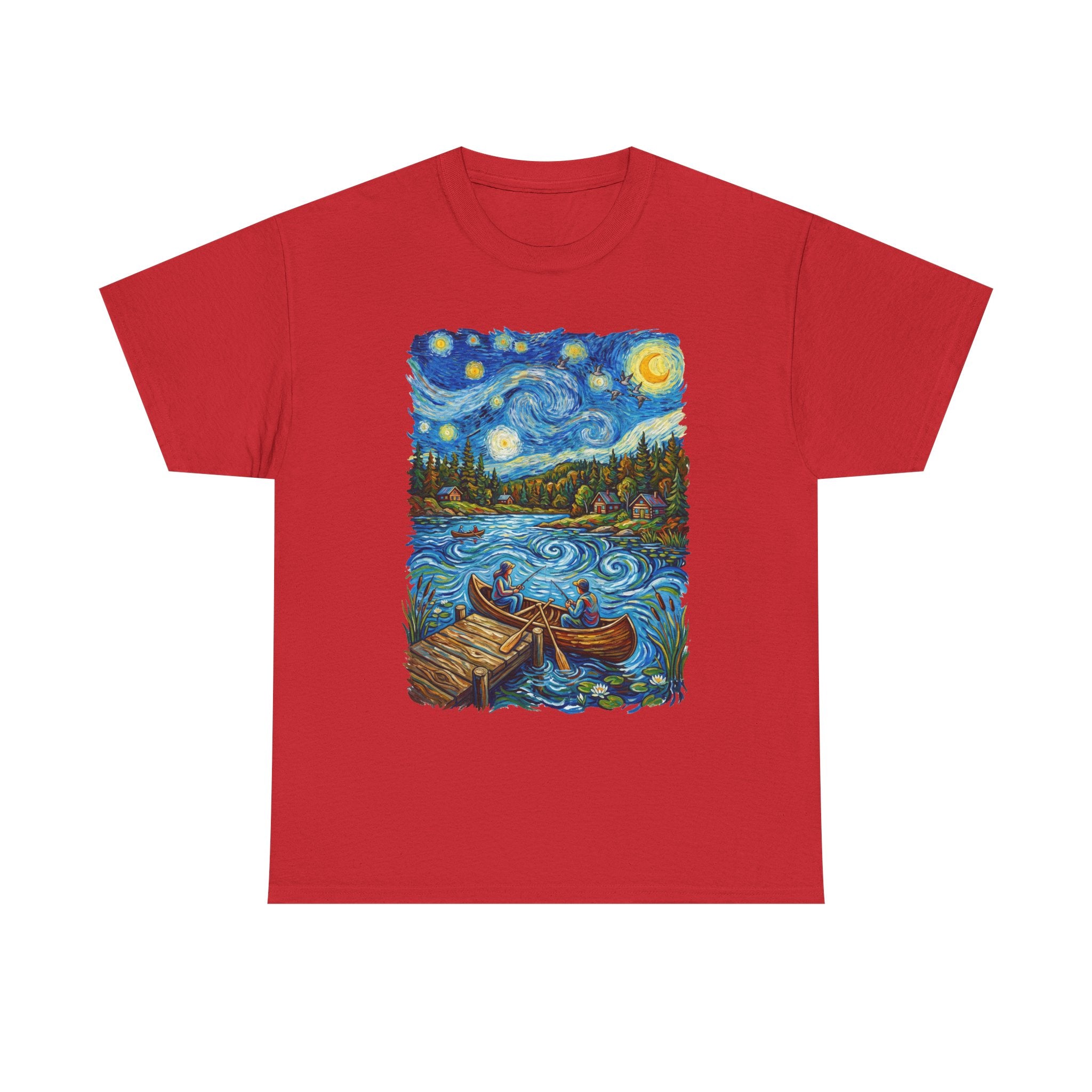 Starry Night Lake T-Shirt — Canoe Dock Scenic Tee