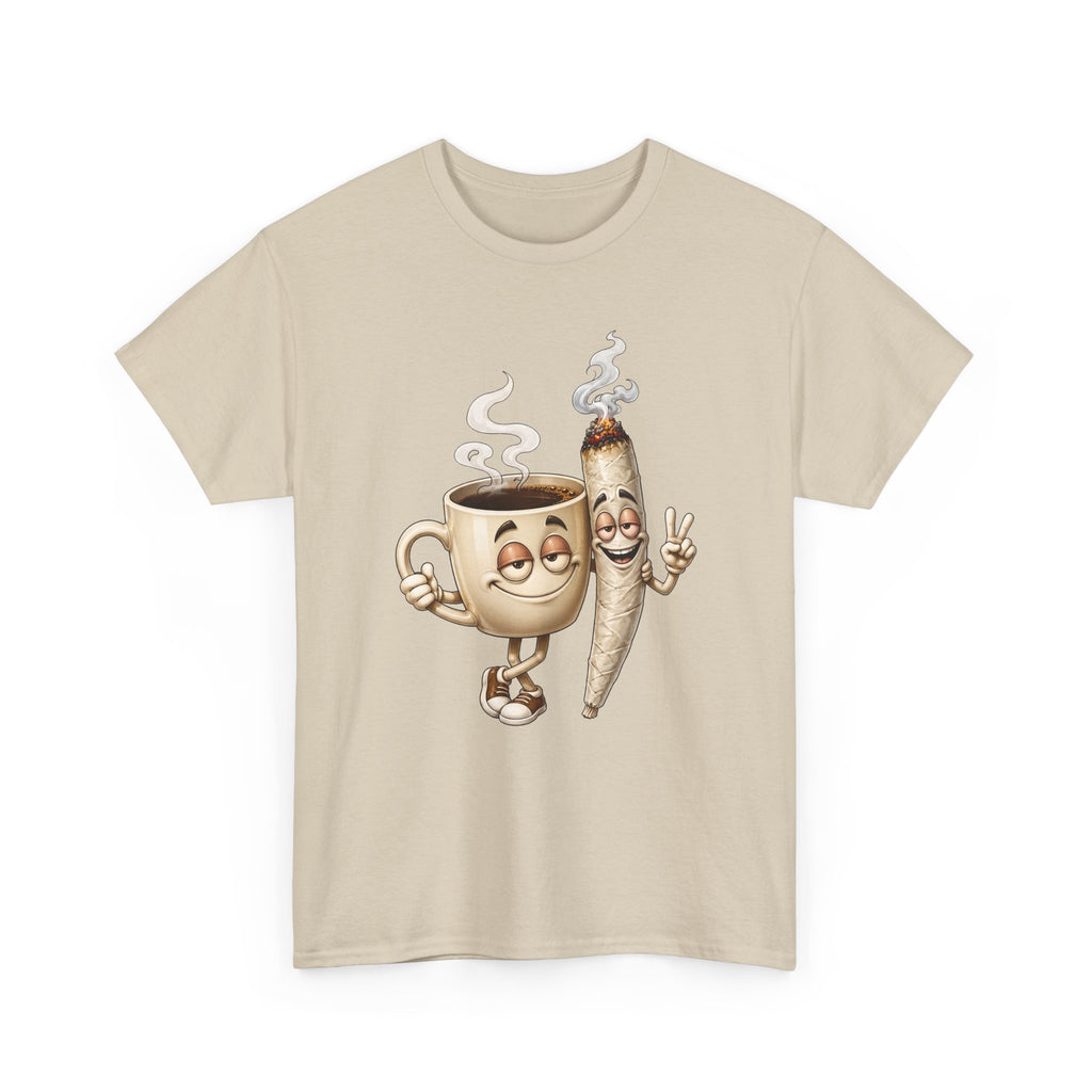 1 Coffee & Joint Funny Tee — Cute Smiling Coffee Cup and Joint Graphic Shirt