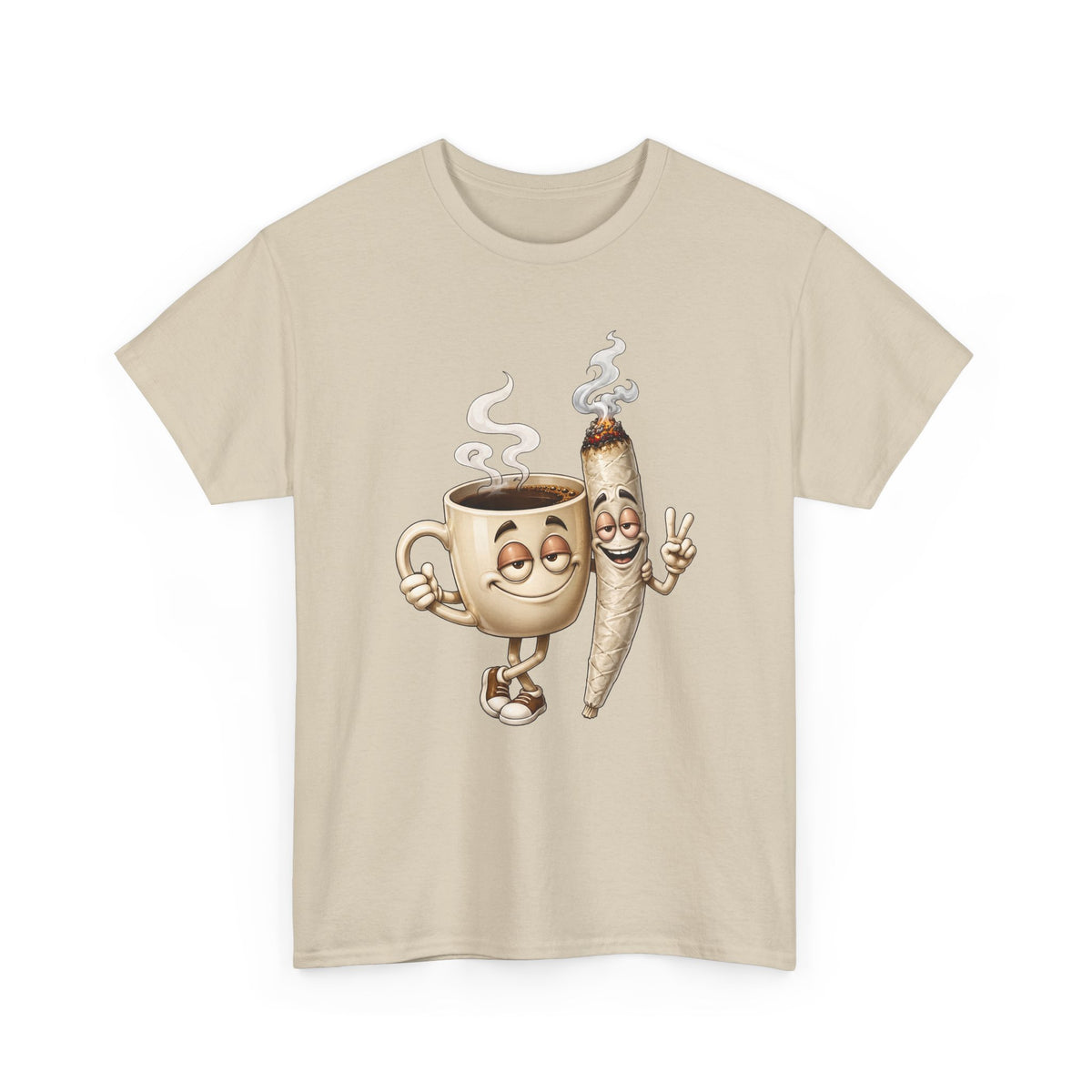 1 Coffee & Joint Funny Tee — Cute Smiling Coffee Cup and Joint Graphic Shirt