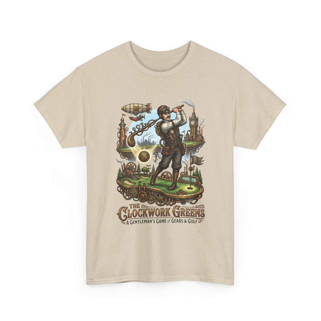 Golf Steampunk T-Shirt — "The Clockwork Greens" Vintage Golfing Design
