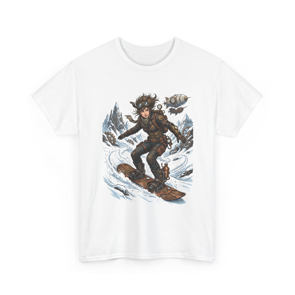 Steampunk Girl Snowboarder Graphic Tee — Winter Snowboarding Adventure Shirt