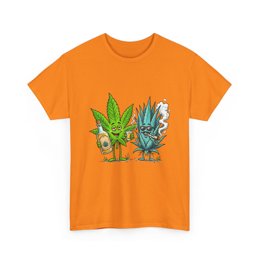 A Tequila & Cannabis Buds Friends T-Shirt — Funny Weed/Agave Leaf & Joint Graphic Tee