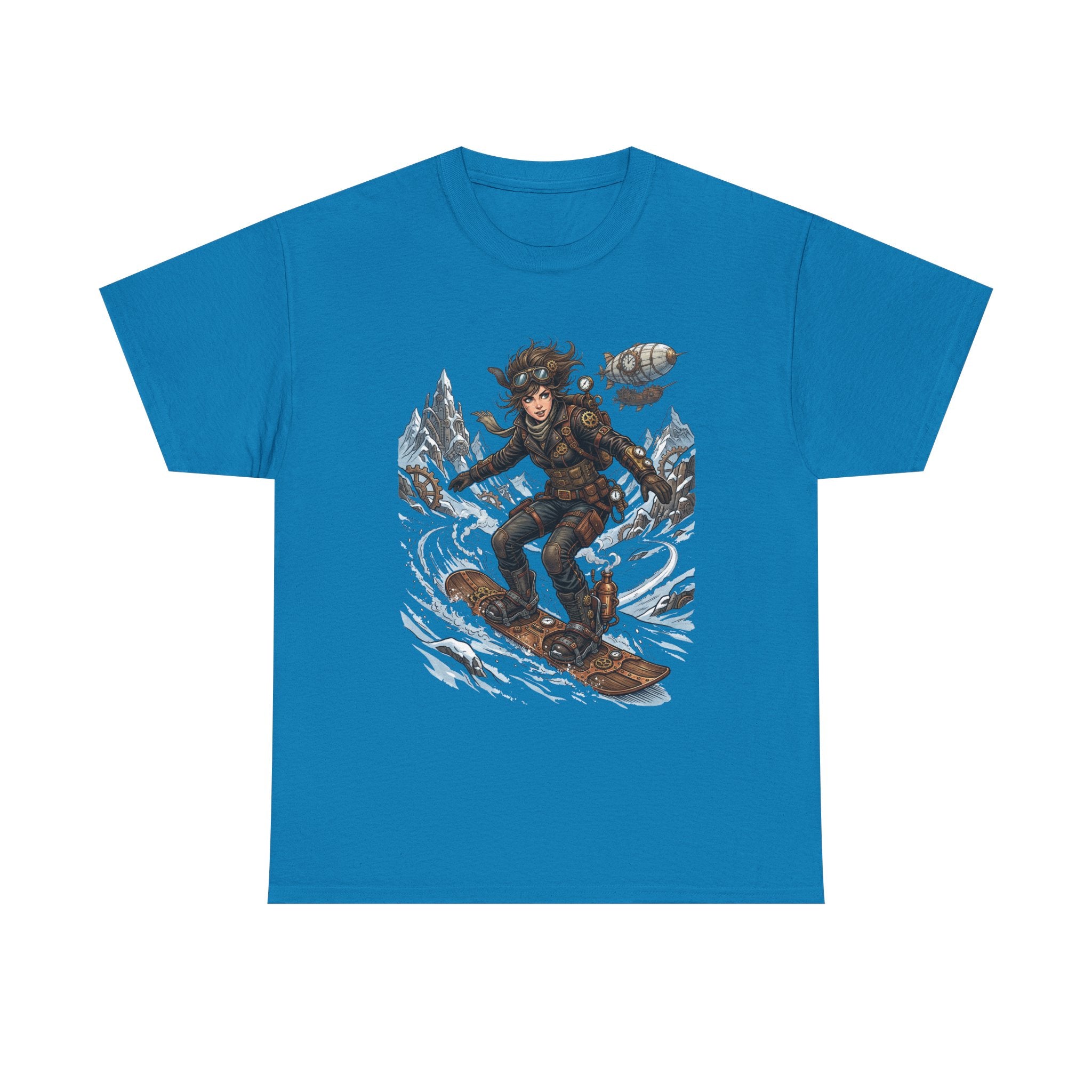 Steampunk Girl Snowboarder Graphic Tee — Winter Snowboarding Adventure Shirt