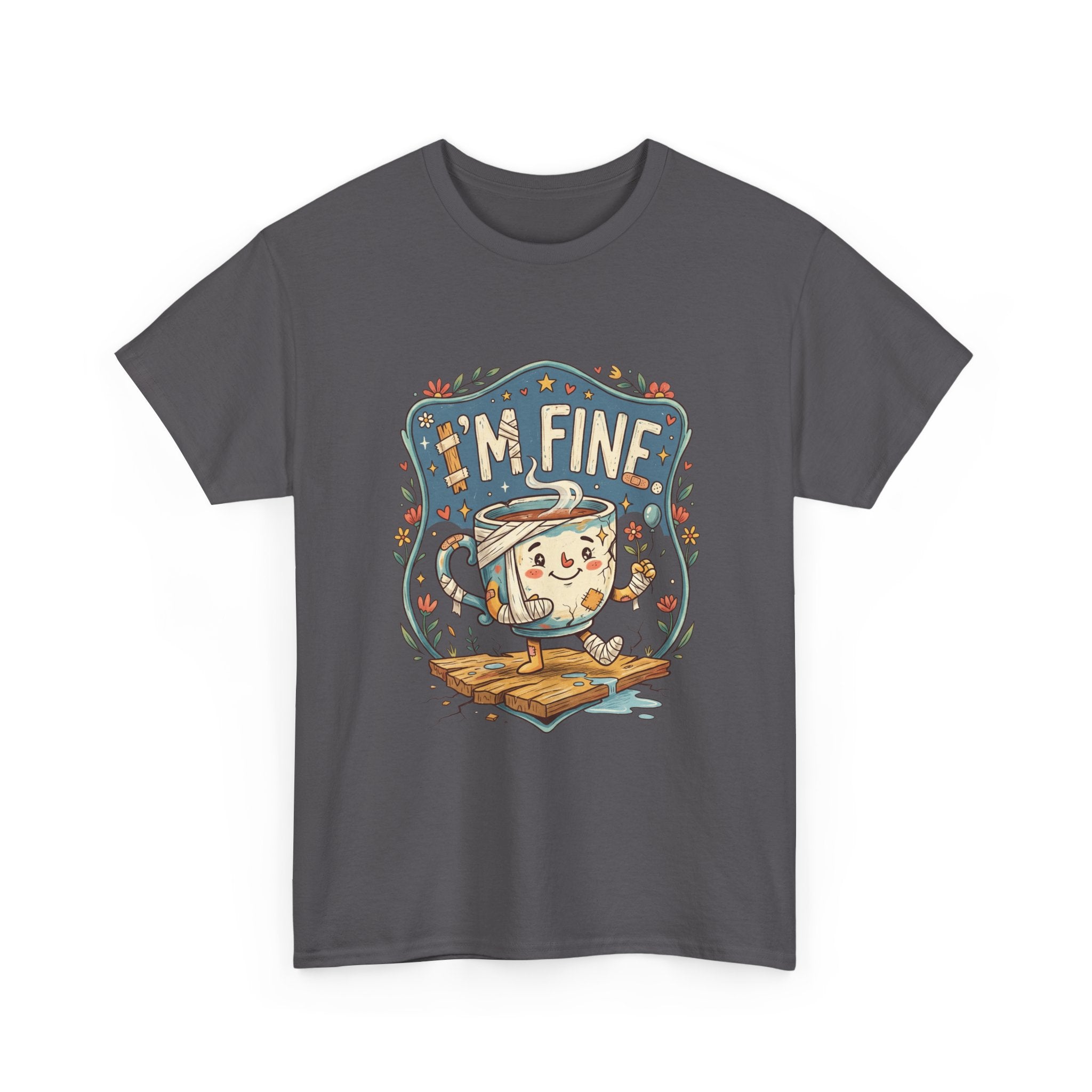 T-Shirt - 'I'm Fine' Cute Kettle Graphic Tee, Cozy Tea Lover Gift