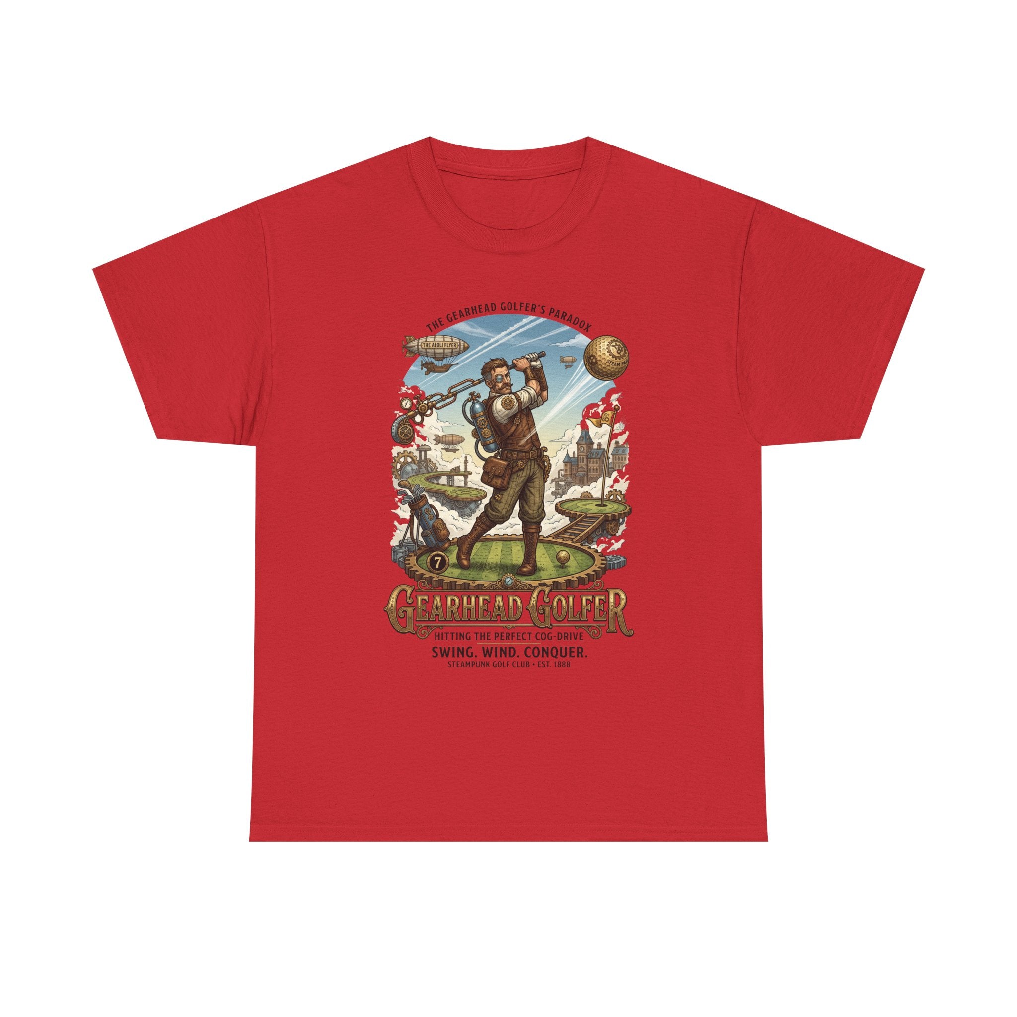 Steampunk Golf T-Shirt - 'Gearhead Golfer' Vintage Car & Golf Humor Tee